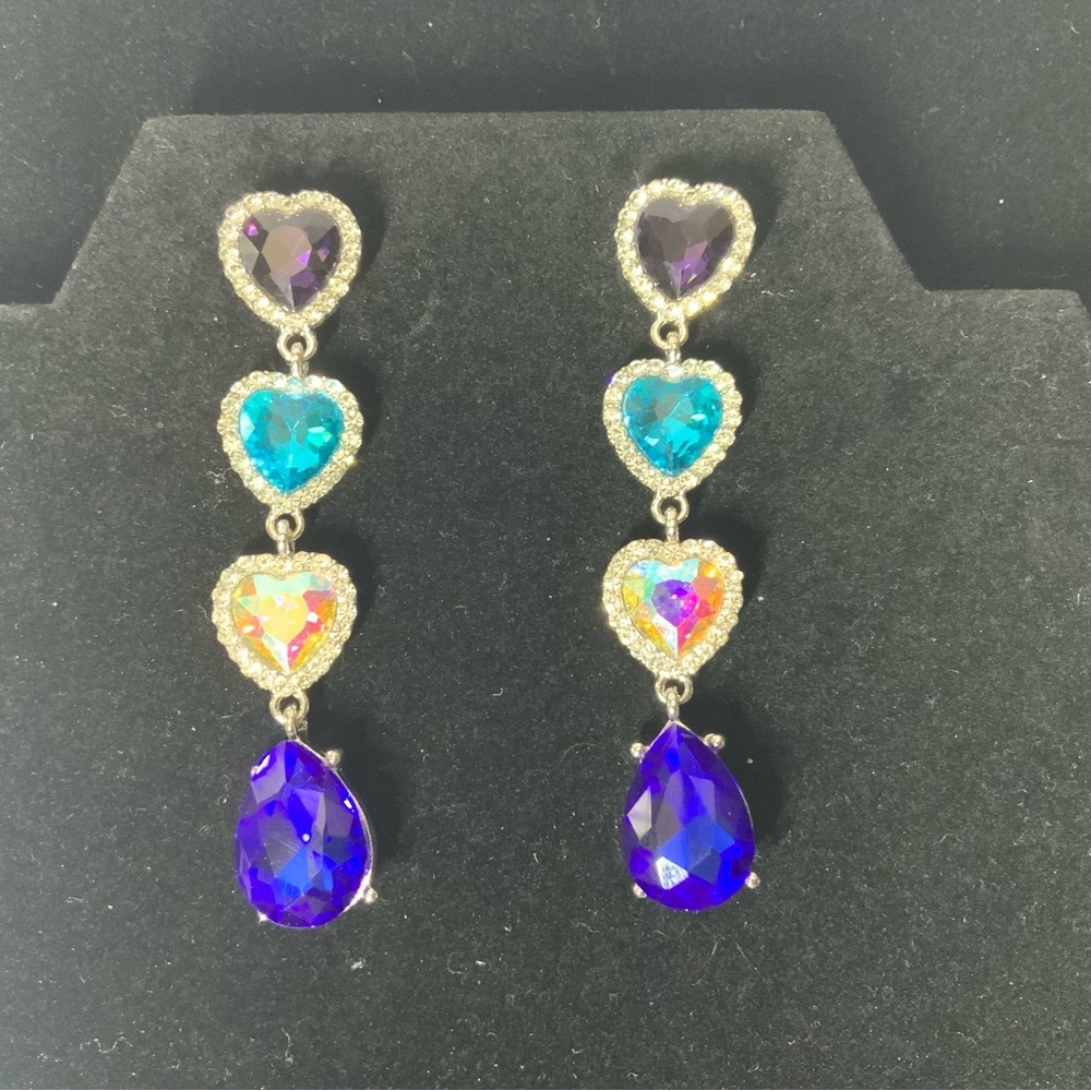 Heart and Tear Drop Dangle Earrings Post Back